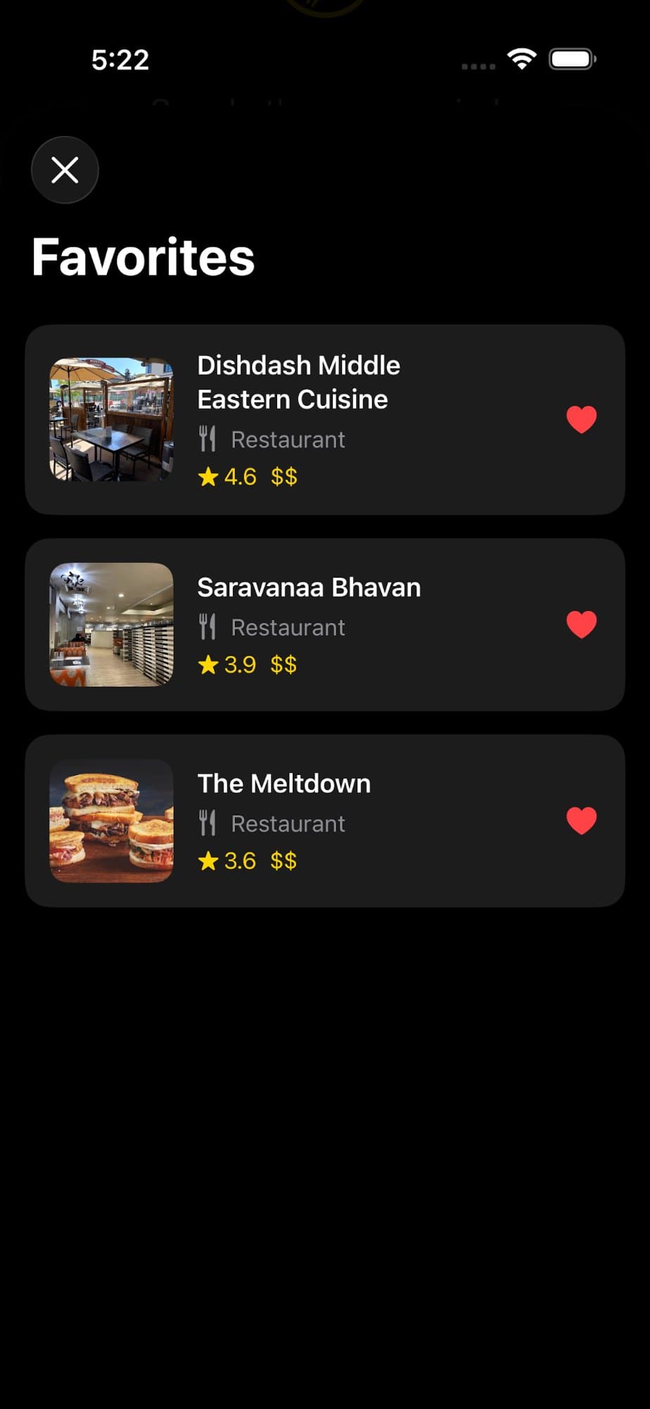 What's for Dinner — Favorites list